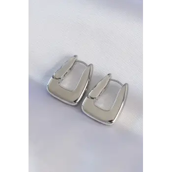 Pirinç Gümüş Renk Kalın Küpe