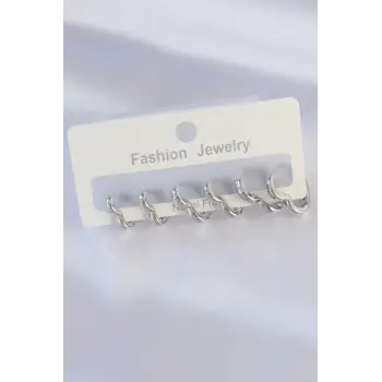 Pirinç Gümüş Renk Kalp Model Küpe Seti