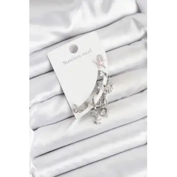 Pirinç Gümüş Renk Set Küpe