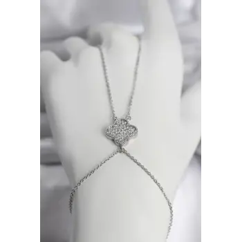 Pirinç Gümüş Renk Yonca Model Kadın Şahmeran