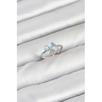 Pirinç Gümüş Renk Yonca Model Kadın Yüzük