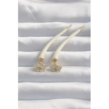 Pirinç Krem Renk Botega Küpe