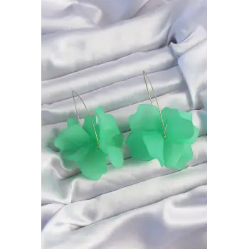 Pirinç Yeşil Renkli Flora Küpe