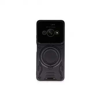 Poco C61 Kılıf Joy Lens Standlı Kapak - Siyah