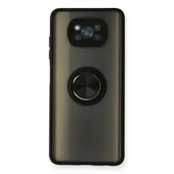 Pocophone X3 Kılıf Montreal Yüzüklü Silikon Kapak - Siyah