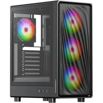 POWERBOOST PB-A5065B 650W 80+ BRONZE MESH ÖN PANEL 4XARGB FAN+USB3.0 GAMING ATX KASA SIYAH