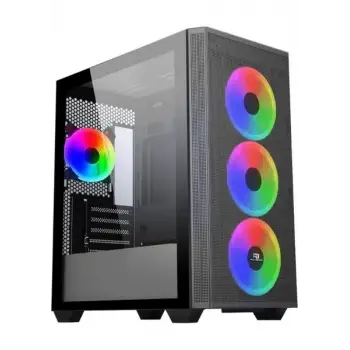 PowerBoost PB-P2252BB USB 3.0 Mesh Siyah 4x Ring ARGB Fanlı Mid Tower Gaming Kasa