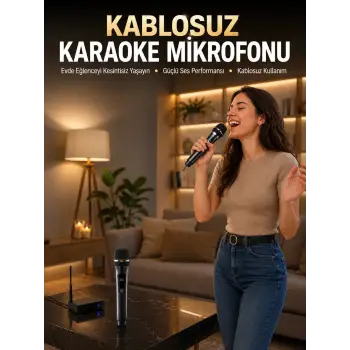 Profesyonel Kablosuz Mikrofon Seti Çift Mikrofonlu