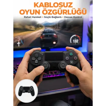 PS4 Uyumlu Kablosuz Oyun Kolu – Gerçekçi Titreşimli Geri Bildirim Yeni Nesil