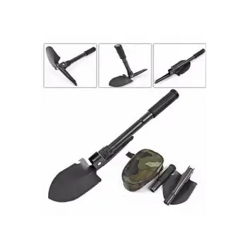Pusulalı Katlanabilen Portatif Çantalı Mini Kazma Kürek Seti