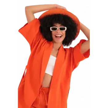 Rahat Kesim Kimono Üst - TURUNCU