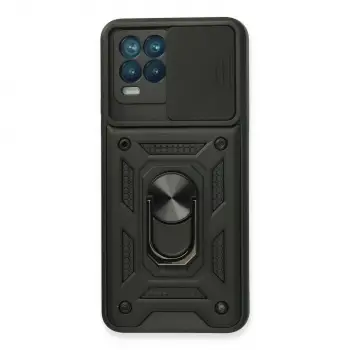Realme 8 Kılıf Pars Lens Yüzüklü Silikon - Siyah