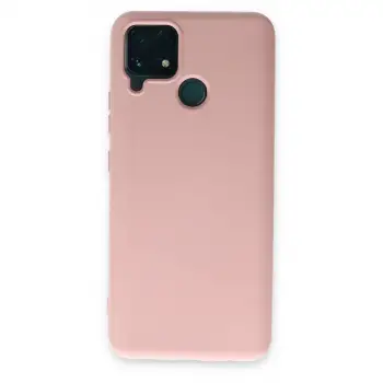 Realme C15 Kılıf Nano içi Kadife Silikon - Pudra