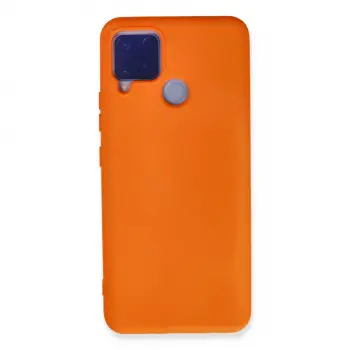 Realme C15 Kılıf Nano içi Kadife Silikon - Turuncu