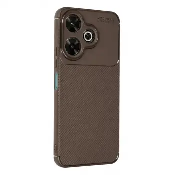 Redmi 13 4G Kılıf Auto Focus Karbon Kapak - Kahverengi