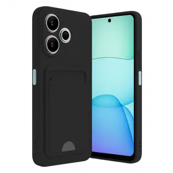 Redmi 13 4G Kılıf Kelvin Kartvizitli Silikon - Siyah
