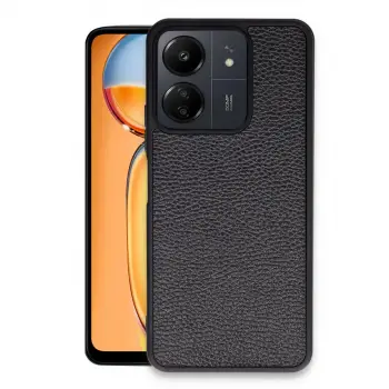 Redmi 13C Kılıf Aras Deri Kapak - Siyah