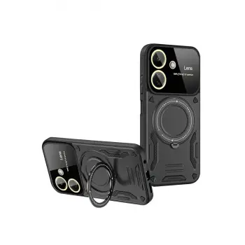 Redmi 13C Kılıf Joy Lens Standlı Kapak - Siyah