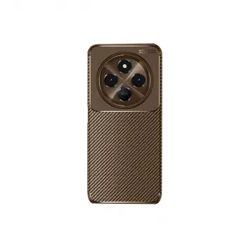 Redmi 14C Kılıf Auto Focus Karbon Kapak - Kahverengi