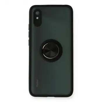 Redmi 9A Kılıf Montreal Yüzüklü Silikon Kapak - Siyah
