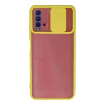 Redmi 9T Kılıf Palm Buzlu Kamera Sürgülü Silikon - Sarı