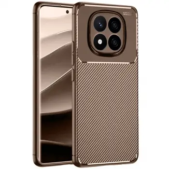 Redmi Note 14 Pro 5G Kılıf Auto Focus Karbon Kapak - Kahverengi