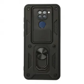 Redmi Note 9 Kılıf Pars Lens Yüzüklü Silikon - Siyah