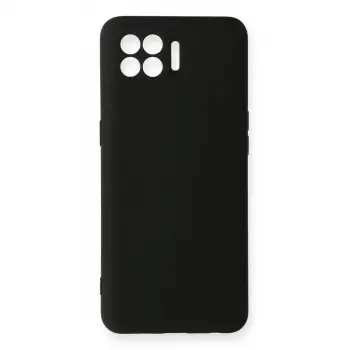 Reno 4 Lite Kılıf Nano içi Kadife Silikon - Siyah