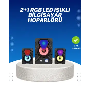 RGB Işıklı USB Hoparlör Seti 9W Çıkış Gücü Derin Bas