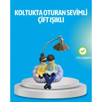 Romantik Çift Figürlü Okuyan Çift Masa Lambası Dekoratif LED Aydınlatma