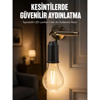 Şarjlı Aydınlatma Ampul Tasarımlı Ambians Işık Askılı Kamp Lambası