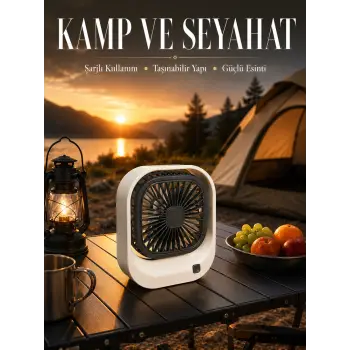 Şarjlı Masaüstü Fan Güçlü Hava Akışı ve Sessiz Çalışma