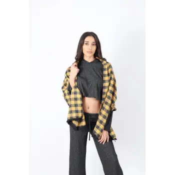 Şık Kullanım Pamuk Polyester Şal-SARI