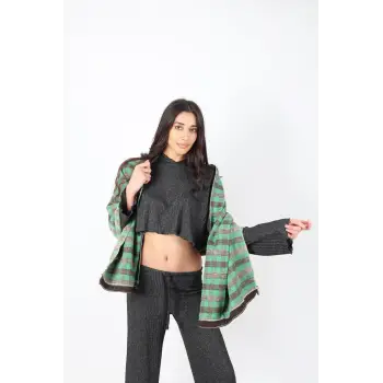 Şık Kullanım Pamuk Polyester Şal-Yeşil