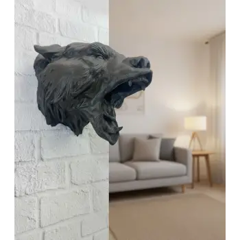 Siyah Ayı Figürü Duvar Dekoru Asılabilir Hediyelik Heykel 25x19 cm