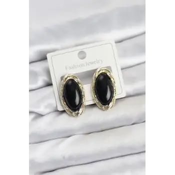Siyah Badem Model Vintage Kadın Küpe