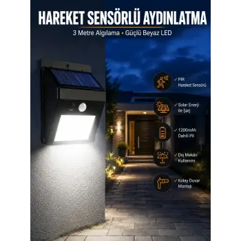Solar Güneş Enerji Panelli Sensörlü Lamba Enerji Tasarruflu