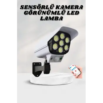 Solar Lamba Kamera Görünümlü Duvar Lambası Dönebilen Bahçe Aydınlatması