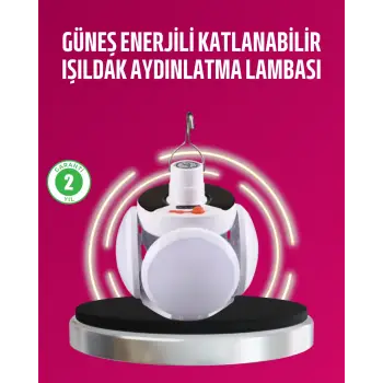 Solar ve USB Şarjlı Su Geçirmez Katlanabilir LED Lamba