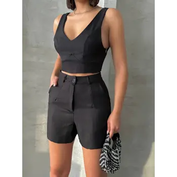 Şortlu keten takım s255014