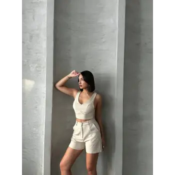 Şortlu keten takım s255014