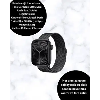 SQ-16 Mini Series 10 Akıllı Saat – 3 Kordon + Hediye Bileklik