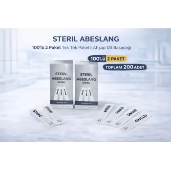 Steril Abeslang 100lü 2 Paket Tek Tek Paketli Ahşap Dil Basacağı Medikal Spatula Toplam 200 Adet