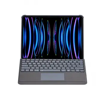 T5509D iPad Pro 12.9 (2022) Kılıf Palermo Ledli Klavyeli Standlı Tablet Kılıfı - Siyah