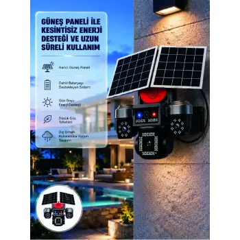 Takip Özellikli 4 Kameralı Güneş Panelli Güvenlik Kamera Sistemi