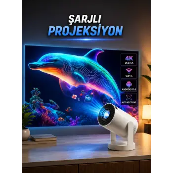 Taşınabilir Sinema Oyun Projektörü Akıllı Projeksiyon Android 11