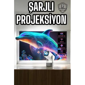 Taşınabilir Sinema Oyun Projektörü Akıllı Projeksiyon Android 11