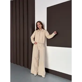 Trenç takım alt üst bej ons