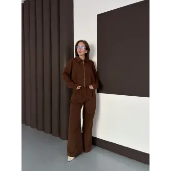 Trenç takım alt üst kahve ons