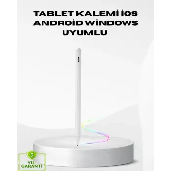 Type-C Şarjlı Dokunmatik Kalem – iPad, iPhone ve Android Uyumlu, Sessiz Çalışan